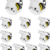 QWORK Wall Mount Pulleys, 12 Pcs 1-1/2" Ceiling Mount Single Pulley V-Groove Pulley Hardware Accessories for 3/8" Wire or Rope, Working Load 420 Lbs, Heavy-Duty Iron Galvanized Pulley