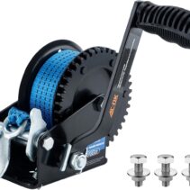 1600lbs Heavy Duty Boat Trailer Winch with 26FT Strap, 2-Way Ratchet & 4:1 Gear Trailer Winch, Portable Hand Crank Winch for Boat, Truck, Trailer, RV, ATV, Jet Ski