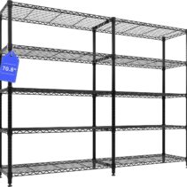 Garvee 71"Wide Storage Shelves Metal Shelving Units 5 Tier, Wire Shelving Rack 1325LBS Heavy Duty Adjustable for Storage, 71"W x 15.8"D x 70.5"H Standing Shelf Unit, for Kitchen Garage Pantry Basement