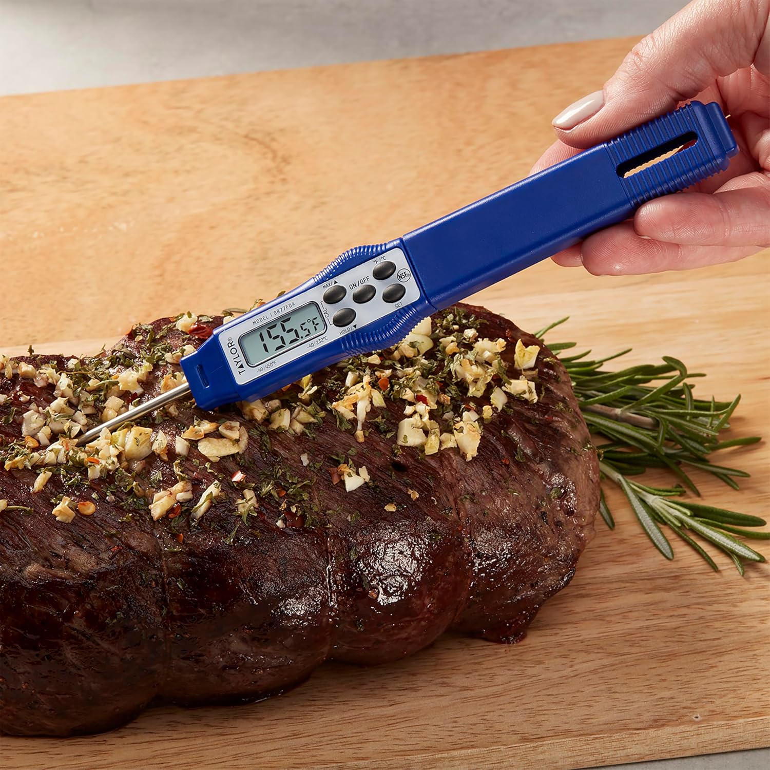 Taylor 9877FDA Compact Waterproof Digital Food Thermometer, 2.81 Inch Stem Length with FDA-Recommended 1.5mm Probe, NSF Certified, Blue - Image 3